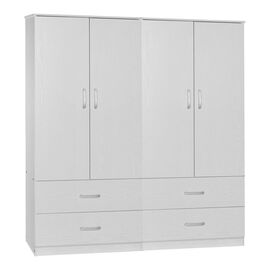 Ντουλάπα ρούχων τετράφυλλη Zelia A pakoworld με 4 συρτάρια χρώμα λευκό 158x42x180εκ - ΝΤΟΥΛΑΠΕΣ στο Milonadakis.gr