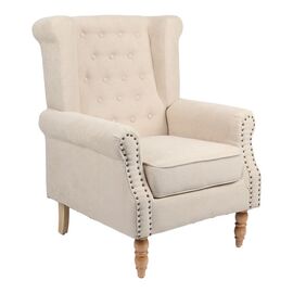 Πολυθρόνα Piore pakoworld μπεζ ύφασμα και πόδι rubberwood σε φυσική απόχρωση 77x80x106εκ - ΚΑΡΕΚΛΕΣ - ΠΟΛΥΘΡΟΝΕΣ ΕΣ. στο Milonadakis.gr