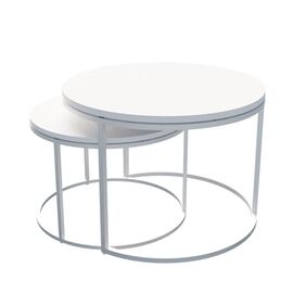 Τραπέζια σαλονιού Solme pakoworld σετ 2τεμ μέταλλο και μελαμίνη σε λευκή απόχρωση 60x75x45εκ - ΤΡΑΠΕΖΑΚΙΑ ΣΑΛΟΝΙΟΥ στο Milonadakis.gr