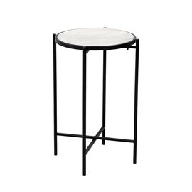 Βοηθητικό τραπεζάκι σαλονιού Luxere Inart μαύρο μέταλλο-λευκό μαρμάρου Φ40x65.5εκ - ΒΟΗΘΗΤΙΚΑ ΤΡΑΠΕΖΑΚΙΑ στο Milonadakis.gr