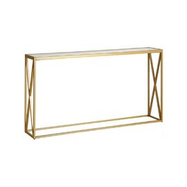 Κονσόλα μεταλλική με γυάλινη επιφάνεια Kantoo pakoworld σε χρυσή απόχρωση 120x25x75εκ - ΣΥΡΤΑΡΙΕΡΕΣ - ΤΟΥΑΛΕΤΕΣ στο Milonadakis.gr