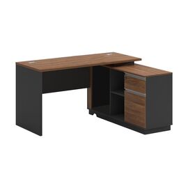 Γραφείο με δεξιά γωνία Oscar pakoworld μελαμίνη σε καρυδί-ανθρακί απόχρωση140x120x76εκ - ΓΡΑΦΕΙΑ στο Milonadakis.gr