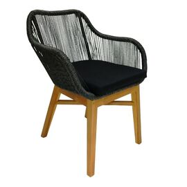 Πολυθρόνα Kalie pakoworld teak ξύλο και συνθετικό σχοινί σε φυσική-μαύρη απόχρωση με μαξιλάρι 60x61x80εκ - ΚΑΡΕΚΛΕΣ - ΠΟΛΥΘΡΟΝΕΣ στο Milonadakis.gr