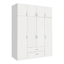 Ντουλάπα τετράφυλλη με συρτάρια Royal pakoworld σε λευκή απόχρωση 200x58x230εκ - ΝΤΟΥΛΑΠΕΣ στο Milonadakis.gr