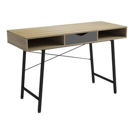 Γραφείο εργασίας Komo pakoworld σε sonoma-γκρι απόχρωση με μαύρα μεταλλικά πόδια 120x48x76εκ - ΓΡΑΦΕΙΑ στο Milonadakis.gr