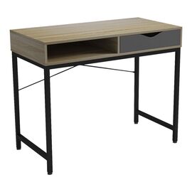 Γραφείο εργασίας Kama pakoworld σε sonoma-γκρι απόχρωση με μαύρα μεταλλικά πόδια 95x48x76εκ - ΓΡΑΦΕΙΑ στο Milonadakis.gr