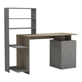 Γραφείο με βιβλιοθήκη και ντουλάπι Meza pakoworld σε sonoma-γκρι cement απόχρωση 146.3x55x128.8εκ - ΓΡΑΦΕΙΑ στο Milonadakis.gr