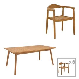 Τραπεζαρία 7 τεμ. Ganny-Pino pakoworld teak ξύλο σε φυσική απόχρωση 180/240x100x75εκ - ΣΕΤ ΤΡΑΠΕΖΑΡΙΕΣ στο Milonadakis.gr