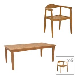 Τραπεζαρία σετ 7τεμ. Ganny-Mady pakoworld teak ξύλο σε φυσική απόχρωση 200x100x75εκ - ΣΕΤ ΤΡΑΠΕΖΑΡΙΕΣ στο Milonadakis.gr
