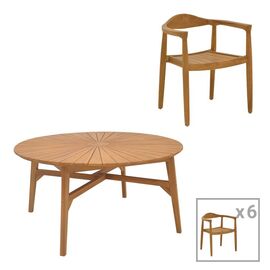 Τραπεζαρία 7τεμ. Ganny-Colen pakoworld teak ξύλο σε φυσική απόχρωση Φ150x75εκ - ΣΕΤ ΤΡΑΠΕΖΑΡΙΕΣ στο Milonadakis.gr