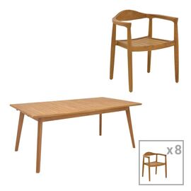 Τραπεζαρία 9 τεμ. Ganny-Pino pakoworld teak ξύλο σε φυσική απόχρωση 180/240x100x75εκ - ΣΕΤ ΤΡΑΠΕΖΑΡΙΕΣ στο Milonadakis.gr