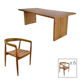 Τραπεζαρία 7τεμ.Noody-Zibra pakoworld teak ξύλο σε φυσική απόχρωση 220x100x75εκ - ΣΕΤ ΤΡΑΠΕΖΑΡΙΕΣ στο Milonadakis.gr