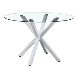 Τραπέζι Tavula pakoword Γυαλί- Μεταλλικά πόδια σε λευκή απόχρωση Φ120x75εκ - ΤΡΑΠΕΖΙΑ ΚΟΥΖΙΝΑΣ στο Milonadakis.gr