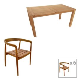 Τραπεζαρία 7τεμ Noody-Pablo pakoworld teak ξύλο σε φυσική απόχρωση - ΣΕΤ ΤΡΑΠΕΖΑΡΙΕΣ στο Milonadakis.gr