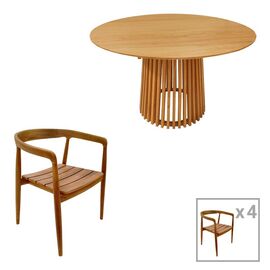 Τραπεζαρία 5τεμ Noody-Kenda pakoworld teak ξύλο σε φυσική απόχρωση Φ120x75 - ΣΕΤ ΤΡΑΠΕΖΑΡΙΕΣ στο Milonadakis.gr