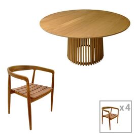 Τραπεζαρία 5τεμ Noody-Kenda pakoworld teak ξύλο σε φυσική απόχρωση Φ150x75εκ - ΣΕΤ ΤΡΑΠΕΖΑΡΙΕΣ στο Milonadakis.gr