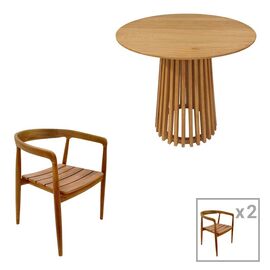 Τραπεζαρία 3τεμ Noody-Kenda pakoworld teak ξύλο σε φυσική απόχρωση Φ80x75 - ΣΕΤ ΤΡΑΠΕΖΑΡΙΕΣ στο Milonadakis.gr