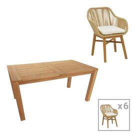 Τραπεζαρία Kalie-Pablo pakoworld σετ 7τεμ σε φυσική-μπεζ απόχρωση 160x90x76εκ - ΣΕΤ ΤΡΑΠΕΖΑΡΙΕΣ στο Milonadakis.gr