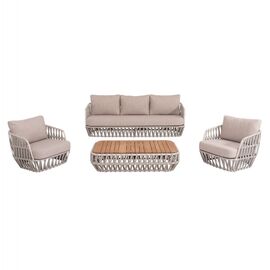 ΣΕΤ ΣΑΛΟΝΙ ΕΞ.ΧΩΡΟΥ 4ΤΜΧ SABO HM6208.02 ΜΠΕΖ OLEFIN & P.E.ΣΧΟΙΝΙ-ΚΡΕΜ ΑΛΟΥΜ.-ΞΥΛΟ TEAK - ΣΕΤ ΣΑΛΟΝΙΑ στο Milonadakis.gr