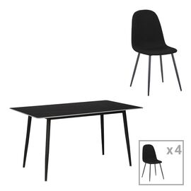 Τραπεζαρία Gustas-Bella pakoworld σετ 5τμχ ανθρακί με μαύρο μαρμάρου 140x80x75εκ - ΤΡΑΠΕΖΑΡΙΕΣ στο Milonadakis.gr