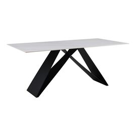 Τραπέζι Meja pakoword Sintered stone λευκό με μεταλλικά πόδια σε μαύρη απόχρωση 180x90x76εκ - ΤΡΑΠΕΖΙΑ ΚΟΥΖΙΝΑΣ στο Milonadakis.gr