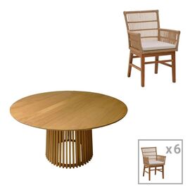 Τραπεζαρία Inca-Kenda pakoworld σετ 7τεμ σε φυσική-μπεζ απόχρωση Φ150x75εκ - ΣΕΤ ΤΡΑΠΕΖΑΡΙΕΣ στο Milonadakis.gr