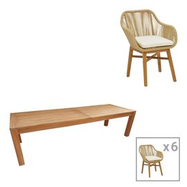 Τραπεζαρία Kalie-Pablo pakoworld σετ 7τεμ σε φυσική-μπεζ απόχρωση 240x100x76εκ - ΣΕΤ ΤΡΑΠΕΖΑΡΙΕΣ στο Milonadakis.gr