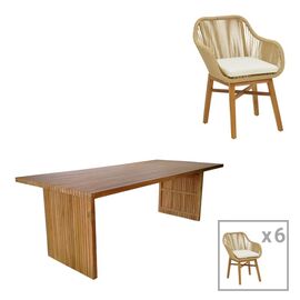 Τραπεζαρία Kalie-Zibra pakoworld σετ 7τεμ σε φυσική-μπεζ απόχρωση 220x100x75εκ - ΣΕΤ ΤΡΑΠΕΖΑΡΙΕΣ στο Milonadakis.gr