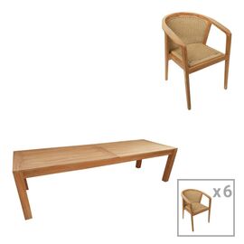 Τραπεζαρία Granny-Pablo pakoworld σετ 7τεμ σε φυσική-μπεζ απόχρωση 240x100x76εκ - ΣΕΤ ΤΡΑΠΕΖΑΡΙΕΣ στο Milonadakis.gr