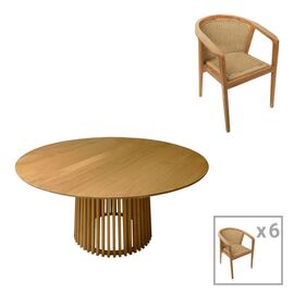 Τραπεζαρία Granny-Kenda pakoworld σετ 7τεμ σε φυσική-μπεζ απόχρωση Φ150x75εκ - ΣΕΤ ΤΡΑΠΕΖΑΡΙΕΣ στο Milonadakis.gr