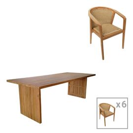 Τραπεζαρία Granny-Zibra pakoworld σετ 7τεμ σε φυσική-μπεζ απόχρωση 220x100x75εκ - ΣΕΤ ΤΡΑΠΕΖΑΡΙΕΣ στο Milonadakis.gr