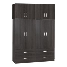 Ντουλάπα ρούχων τετράφυλλη με πατάρι Zelia C pakoworld με 4 συρτάρια χρώμα wenge 158x42x240εκ - ΝΤΟΥΛΑΠΕΣ στο Milonadakis.gr
