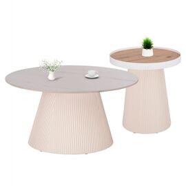 ΣΕΤ 2ΤΜΧ ΤΡΑΠΕΖΙΑ ΣΑΛΟΝΙΟΥ DUNCAN HM21082 MDF ΚΡΕΜ ΚΑΙ ΚΕΡΑΜΙΚΟ TOP Φ80εκ & Φ45εκ - ΤΡΑΠΕΖΑΚΙΑ ΣΑΛΟΝΙΟΥ στο Milonadakis.gr