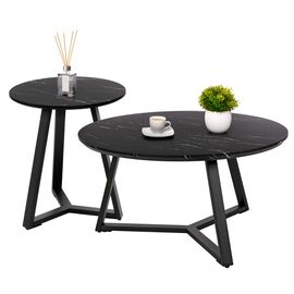 ΣΕΤ 2ΤΜΧ ΤΡΑΠΕΖΙΑ ΣΑΛΟΝΙΟΥ ROCKET HM21090 MDF ΜΑΥΡΟ ΜΑΡΜΑΡΟ Φ80εκ & Φ45εκ - ΤΡΑΠΕΖΑΚΙΑ ΣΑΛΟΝΙΟΥ στο Milonadakis.gr