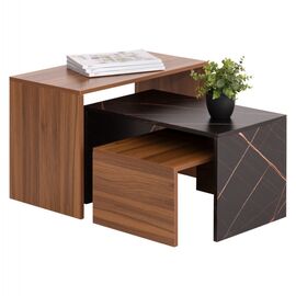 ΤΡΑΠΕΖΙ ΣΑΛΟΝΙΟΥ ΣΕΤ 3ΤΜΧ BENTIL HM9444.12 ΜΕΛΑΜΙΝΗ ΚΑΡΥΔΙ-ΜΑΥΡΟ ΜΑΡΜΑΡΟ 65x35x45Υεκ - ΤΡΑΠΕΖΙΑ ΚΟΥΖΙΝΑΣ στο Milonadakis.gr