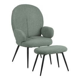Πολυθρόνα με υποπόδιο Qarar pakoworld μπουκλέ ύφασμα σε μέντα απόχρωση με μαύρα μεταλλικά πόδια 67.5x67.5x106εκ - ΚΑΡΕΚΛΕΣ - ΠΟΛΥΘΡΟΝΕΣ ΕΣ. στο Milonadakis.gr