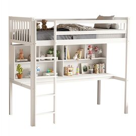 ΠΑΙΔΙΚH KOYKETA ΜΕ ΓΡΑΦΕΙΟ & ΒΙΒΛΙΟΘΗΚΗ LIBRO HM708.03 ΞΥΛΟ ΠΕΥΚΟΥ ΛΕΥΚΟ- 90x190εκ - ΠΑΙΔΙΚΟ ΔΩΜΑΤΙΟ στο Milonadakis.gr