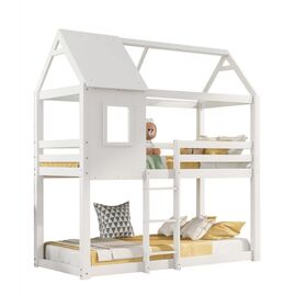 ΠΑΙΔΙΚΗ ΚΟΥΚΕΤΑ ΣΠΙΤΑΚΙ HOOD HM705.03 ΞΥΛΟ ΠΕΥΚΟΥ ΣΕ ΛΕΥΚΟ-ΣΤΡΩΜΑΤΑ 190x90εκ - ΠΑΙΔΙΚΟ ΔΩΜΑΤΙΟ στο Milonadakis.gr