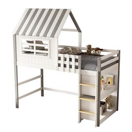 ΠΑΙΔΙΚΟ ΚΡΕΒΑΤΙ ΜΕ ΠΛΑΙΝΑ ΡΑΦΙΑ HOMI HM712 ΞΥΛΟ ΠΕΥΚΟΥ ΛΕΥΚΟ-ΓΚΡΙ-ΣΤΡΩΜΑ 90x190εκ - ΠΑΙΔΙΚΟ ΔΩΜΑΤΙΟ στο Milonadakis.gr