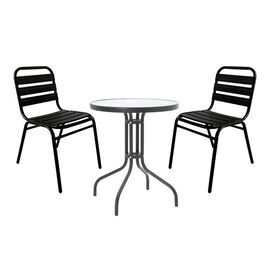 Τραπεζαρία Sussie- Watson pakoworld σετ 3τεμ μέταλλο μαύρο-γυαλί Φ60x70εκ - ΣΕΤ ΤΡΑΠΕΖΑΡΙΕΣ στο Milonadakis.gr