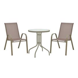 Τραπεζαρία Calan-Watson pakoworld σετ 3τεμ μέταλλο σαμπανιζέ-γυαλί Φ60x70εκ - ΣΕΤ ΤΡΑΠΕΖΑΡΙΕΣ στο Milonadakis.gr