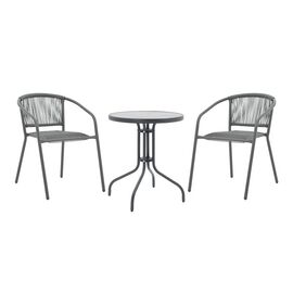 Tραπεζαρία Watson-Lindaria pakoworld σετ 3τεμ μέταλλο ανθρακί-γυαλί Φ60x70εκ - ΣΕΤ ΤΡΑΠΕΖΑΡΙΕΣ στο Milonadakis.gr