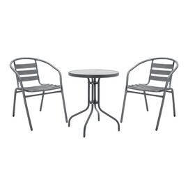 Tραπεζαρία Watson-Tade pakoworld σετ 3τεμ μέταλλο ανθρακί-γυαλί Φ60x70εκ - ΣΕΤ ΤΡΑΠΕΖΑΡΙΕΣ στο Milonadakis.gr