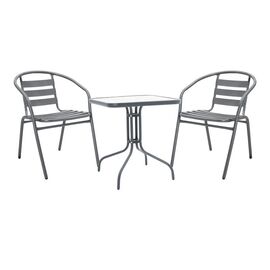 Τραπεζαρία Watson-Tade pakoworld μέταλλο ανθρακί-γυαλί 70x70x70εκ - ΣΕΤ ΤΡΑΠΕΖΑΡΙΕΣ στο Milonadakis.gr