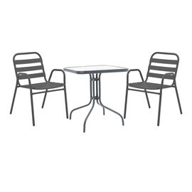 Τραπεζαρία Watson-Sussie pakoworld μέταλλο ανθρακί-γυαλί 70x70x70εκ - ΣΕΤ ΤΡΑΠΕΖΑΡΙΕΣ στο Milonadakis.gr