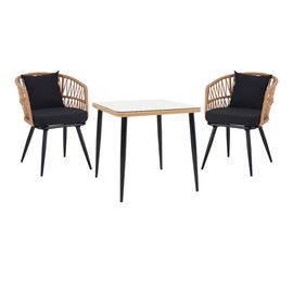 Τραπεζαρία Naoki σετ 3 τεμ pakoworld μέταλλο μαύρο-pe φυσικό-γυαλί 80x80x78εκ - ΣΕΤ ΤΡΑΠΕΖΑΡΙΕΣ στο Milonadakis.gr