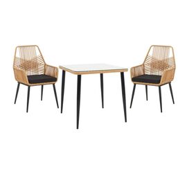 Τραπεζαρία Naoki-Tanish σετ 3 τεμ pakoworld μέταλλο μαύρο-pe φυσικό-γυαλί 80x80x78εκ - ΣΕΤ ΤΡΑΠΕΖΑΡΙΕΣ στο Milonadakis.gr