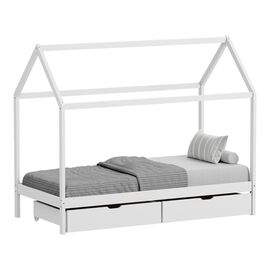 Παιδικό κρεβάτι Mellin τ.Montessori με 2 συρτάρια pakoworld ξύλο πεύκου σε λευκή απόχρωση 90x190εκ - ΠΑΙΔΙΚΟ ΔΩΜΑΤΙΟ στο Milonadakis.gr