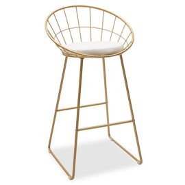 Σκαμπό μπαρ Seth pakoworld μέταλλο χρυσό-μαξιλάρι PVC λευκό - ΣΚΑΜΠΟ ΜΠΑΡ στο Milonadakis.gr