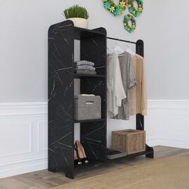 Έπιπλο εισόδου Renesme pakoworld σε μαύρο με όψη μαρμάρου 106x45x128εκ - ΕΠΙΠΛΑ ΕΙΣΟΔΟΥ στο Milonadakis.gr